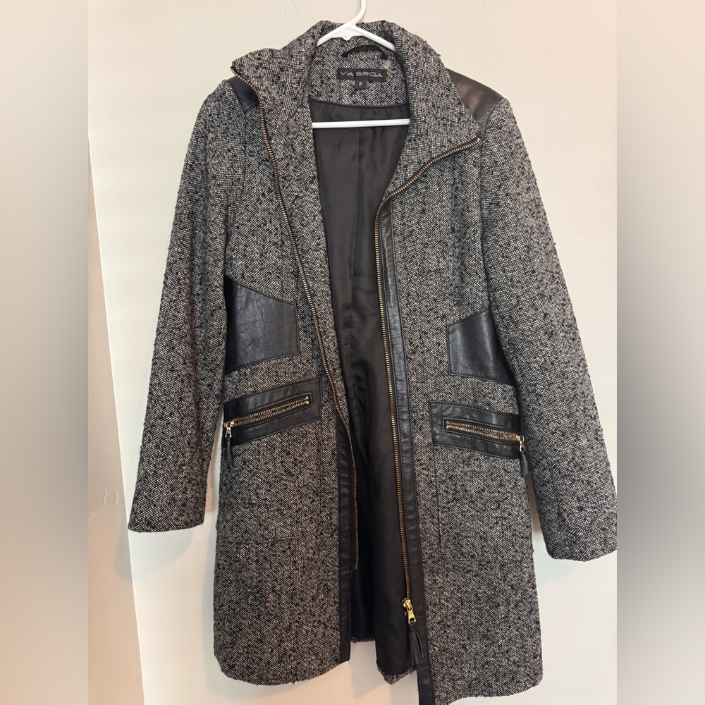 Via Spiga Gray and Black Women's Coat
